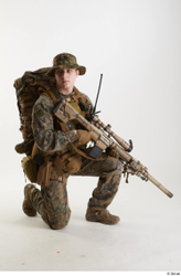 Weapons-Rifle Man Pose with machine rifle White Army Athletic Studio photo references